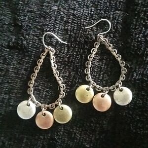 Vintage Sterling Silver Brass Dangle Earrings